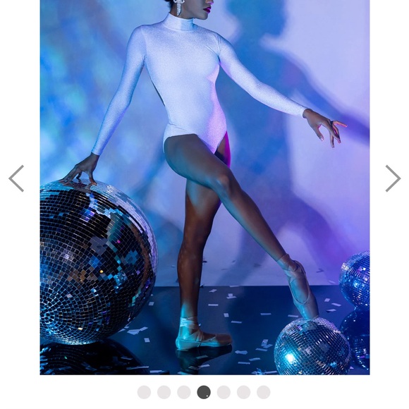 Eleve Molly Leotard in White Silver Lurex - Picture 5 of 5